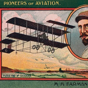 Henri Farman, Anglo-French aviation pioneer, aircraft designer and manufacturer (chromolitho)