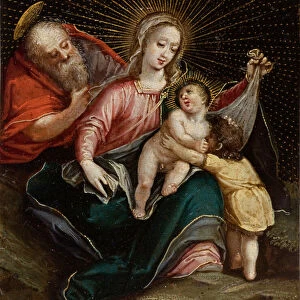 The Holy Family with Saint John the Baptist, 18th century (oil with gold on copper)