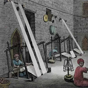 Interior of a Weavers Workshop, from Volume II Arts and Trades of