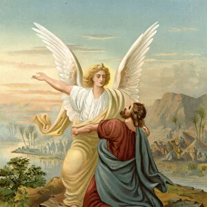 Jacob fights with an Angel (colour litho)