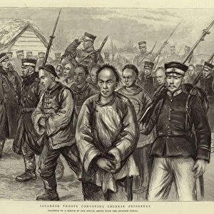 Japanse Troops convoying Chinese Prisoners (engraving)