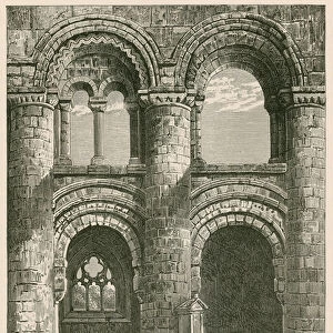 Jedburgh Abbey, Norman Arches in Nave (engraving)