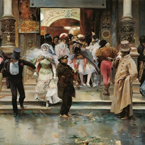 Leaving the Masqued Ball - Garcia y Ramos, Jose (1852-1912) - 1905 - Oil on canvas - 70, 5x104, 1 - Museo Carmen Thyssen, Malaga