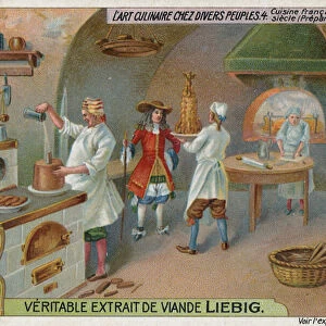Making pates in a French kitchen, 17th Century (chromolitho)