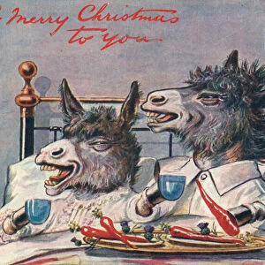 A Merry Christmas from Two Asses (colour litho)