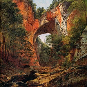 A Natural Bridge, Virginia, 1860 (oil on board)