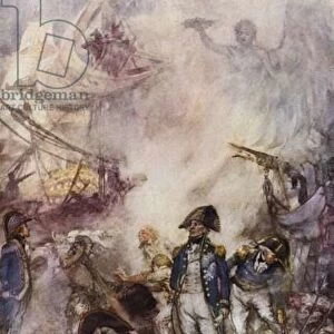 Nelson at Trafalgar (colour litho)