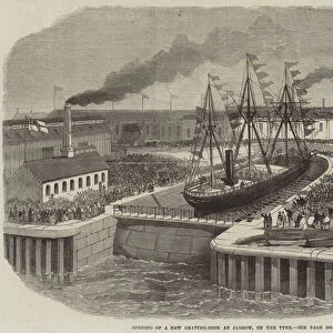 Opening of a New Graving-Dock at Jarrow, on the Tyne (engraving)