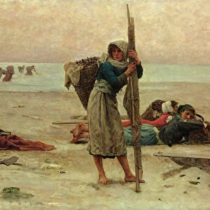 Oyster Catching, 1884 (oil on canvas)