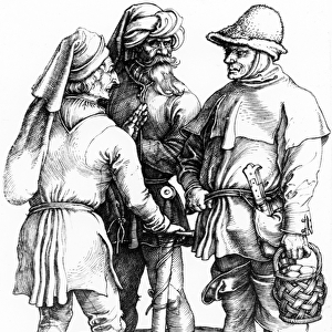 Three Peasants in Converation, c. 1497 (engraving)