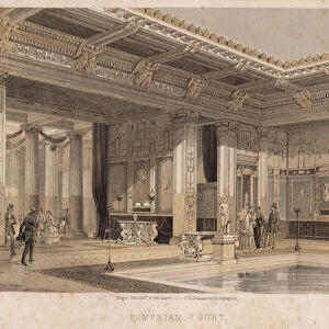 Pompeian Court, Crystal Palace, Sydenham (coloured engraving)