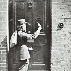 Postman in King William Walk, Greenwich, 1885 (b / w photo)