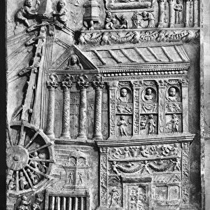 Relief depicting a winch, late 01st century AD (stone) (b / w photo)