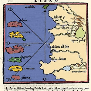 Representation of the Canary Islands. Isolario (map of islands) by Benedetto Bordone