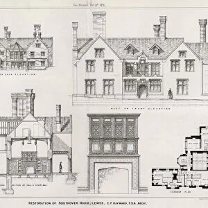 Restoration of Southover House, Lewes (engraving)