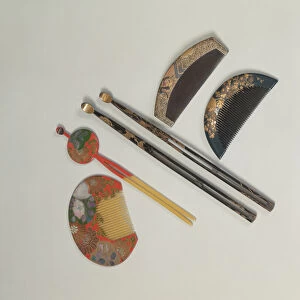 Two sets of hair pins and combs, 18th or 19th century Edo period (lacquer)