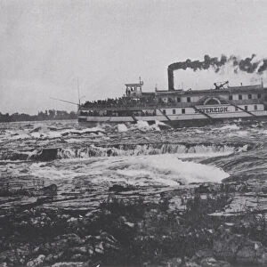 Shooting the Lachine Rapids, River St Lawrence (b / w photo)