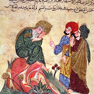 Socrates (470-399 BC) and his Students, illustration from Kitab Mukhtar al-Hikam