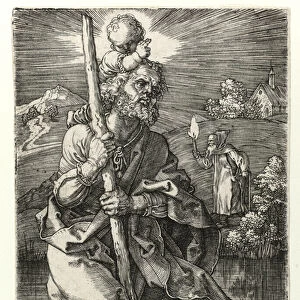 St Christopher facing right, 1521 (Burin engraving)