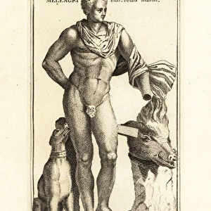 Statue of Meleager, mythical hero of Aetolia. 1779 (engraving)