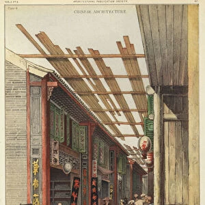 Street scene near the foreign factories, Canton, China (colour litho)
