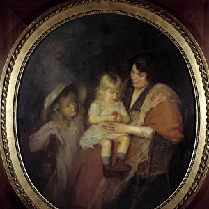 Tangerin A mother and her two children. Painting by Jacques Emile (Jacques-Emile