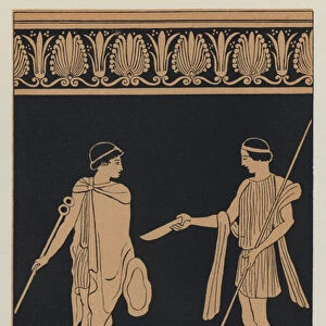 Trygaeus bribing Hermes with a Gold Cup (colour litho)