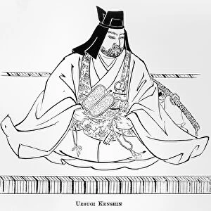 Uesugi Kenshin, from The History of the Japanese People (woodcut)