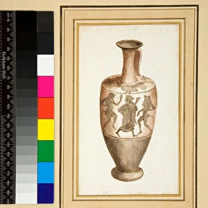 A Vase (black chalk, some with pen and brown ink. coloured with w / c)