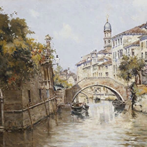 A Venetian Backwater, (oil on canvas)
