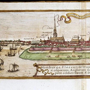 View of Hamburg (engraving, 16th century)