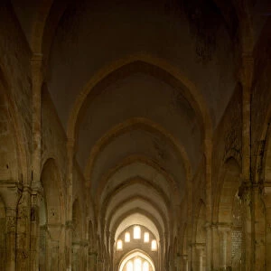 View of the nave of the church of the Cistercian abbey, 12th century (photography)
