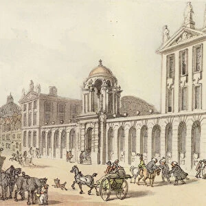 View of Queens College (colour litho)