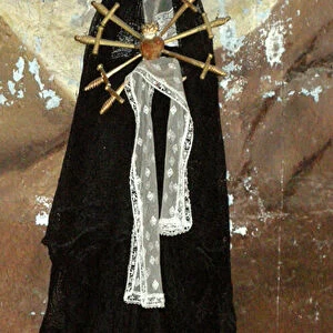 Virgin in mourning (wood & textile)
