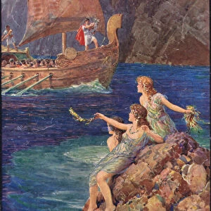 Water nymphs calling to the Argo, illustration for The Heroes of Greek Fairy Tales, by Charles Kingsley (1819-75) (colour litho)
