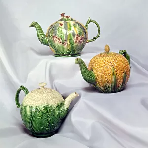 Three Wedgwood colour glazed teapots, c. 1740 (ceramic)