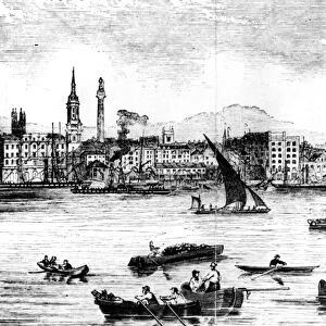 Wharfs on the River Thames, St. Benets to Nicholsons Wharf (engraving)