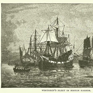 Winthrops fleet in Boston harbour (engraving)