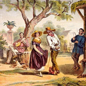 The Zapateado - National Dance, 1840 (colour litho)