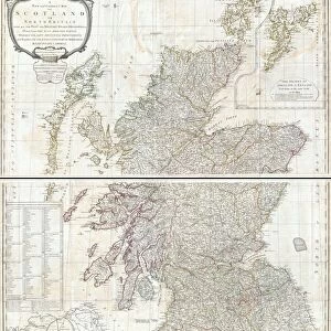 1794, Campbell Map of Scotland, topography, cartography, geography, land, illustration