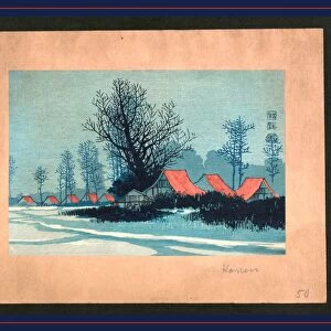 Aka yane no ieie, Red roofs. Uehara, Konen, 1878-1940, artist, [between 1900 and 1920]