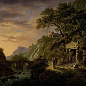 Arcadian Landscape with sunset, Daniel Dupre, 1792 - 1809
