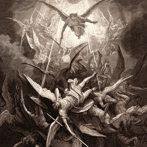 THE FALL OF THE REBEL ANGELS, BY GUSTAVE DORE. Gustave Dore, 1832 - 1883, French