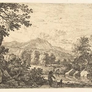 Hill landscape with man and dog, Karel Dujardin, 1659