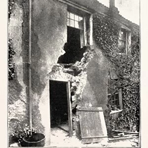 The Landslip at Sandgate: a House at Sandgate, Uk, 1893 Engraving