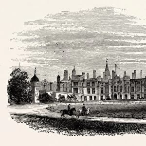 North View, Burleigh House, UK, England, engraving 1870s, Britain