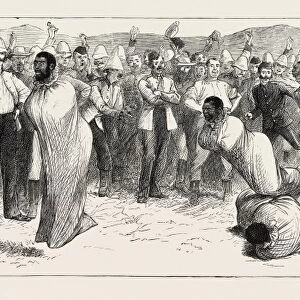 Sack Race, the Zulu War, Engraving 1879