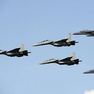 Sukhoi Su-30 MKM aircraft and F / A-18 Hornet jets of the Royal Malaysian Air Force