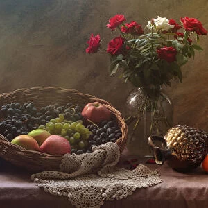 Still life with Fruit and Roses