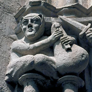 Bag-piper, detail of a capital of the cloister of the Monastery of Santa Maria de Ripoll